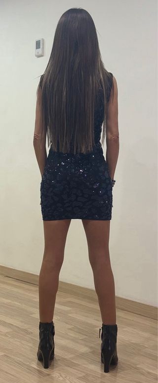 Vestido mini lentejuelas negro