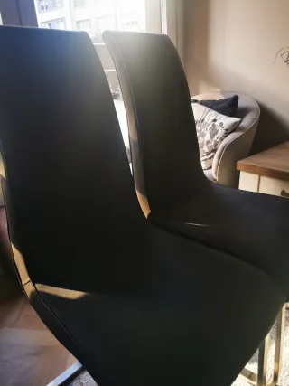 4 Sillas Comedor Piel Sintética Negras