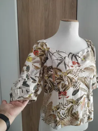 Blusa boho estampada manga abullonada M