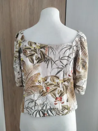 Blusa boho estampada manga abullonada M