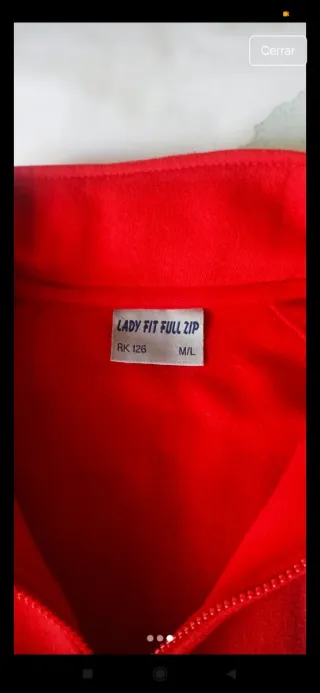 Sudadera roja con cremallera Talla M/L