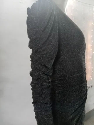 Vestido fiesta plateado brillante