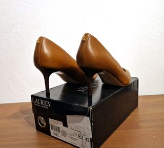 Decolletè in pelle,marrone,tacco,Ralph Lauren,n.42