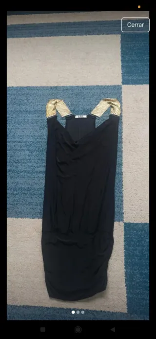 Vestido de fiesta  Negro con Detalles Dorados T/38