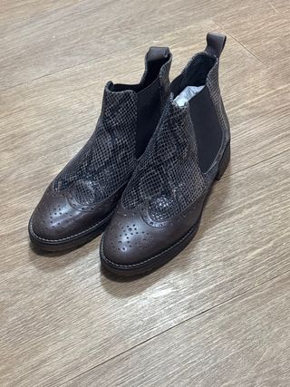Botines Vintage Piel Serpiente Marrón/Gris