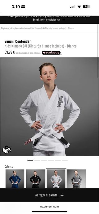 Kimono Jiu Jitsu Venum Niños Blanco