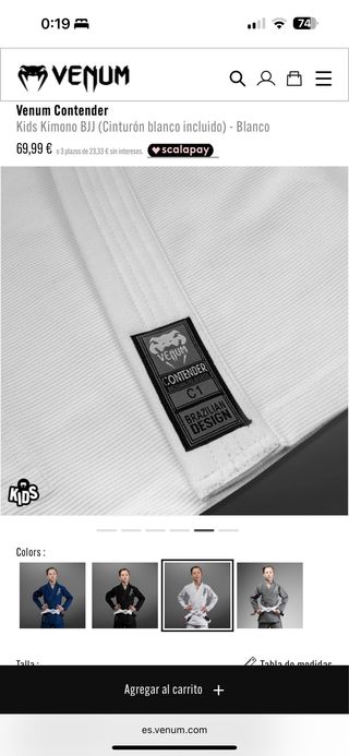 Kimono Jiu Jitsu Venum Niños Blanco