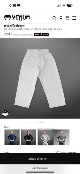 Kimono Jiu Jitsu Venum Niños Blanco