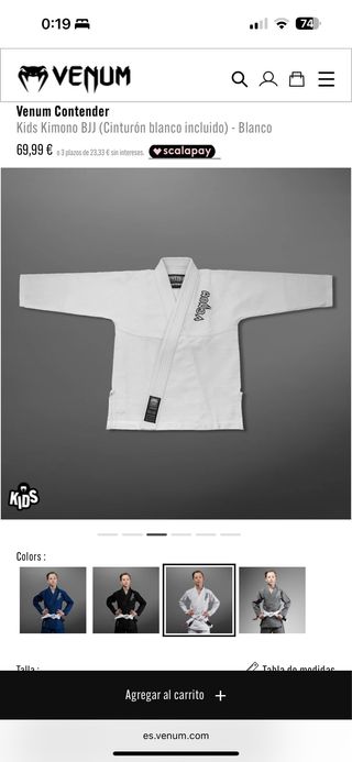 Kimono Jiu Jitsu Venum Niños Blanco