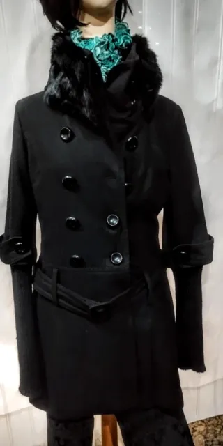 Cappotto nero con collo pelliccia taglia M
