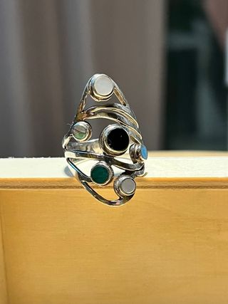 Anillo Plata Multicolor Piedras