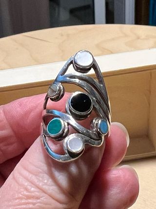 Anillo Plata Multicolor Piedras