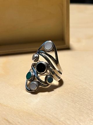 Anillo Plata Multicolor Piedras