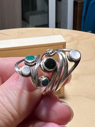 Anillo Plata Multicolor Piedras