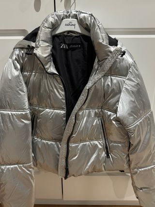 Plumifero Zara Mujer Plata