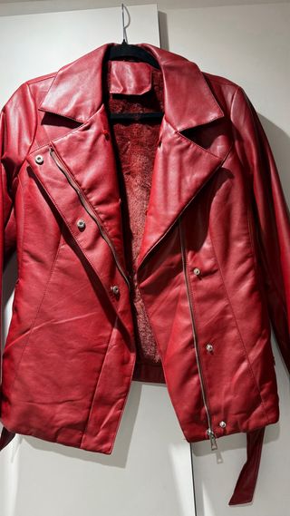 Chaqueta cuero sintético mujer forro