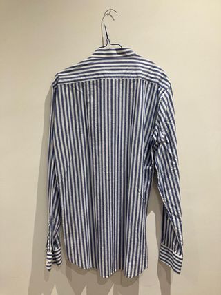 Camisa Hutton Cuello Mao Rayas Azules Talla L