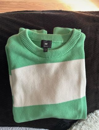 Jersey H&M Rayas Verde y Blanco Invierno