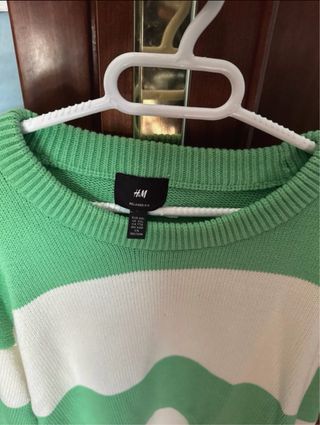 Jersey H&M Rayas Verde y Blanco Invierno