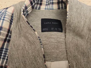 Americana Zara cuadros gris y azul