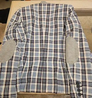 Americana Zara cuadros gris y azul