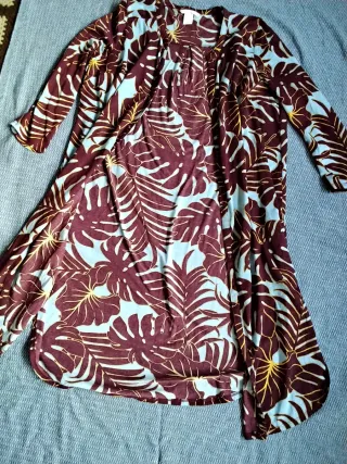 Vestido Camisero Estampado Hojas Talla M