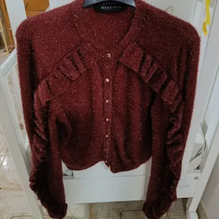 Cardigan MANGANO Bordeaux Lurex