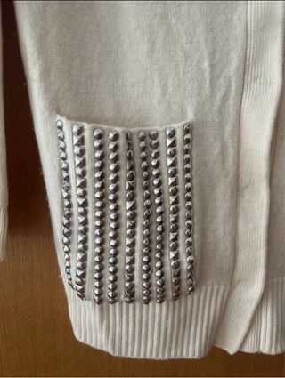 Chaqueta Maje Lana Beige Tachuelas