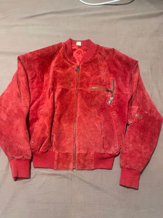 Chaqueta bomber cuero rojo vintage