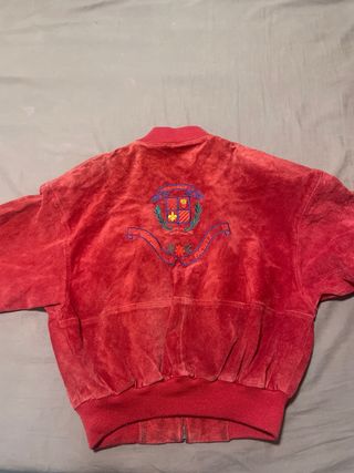 Chaqueta bomber cuero rojo vintage