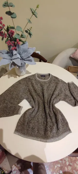 Jersey vintage marrón y gris de lana