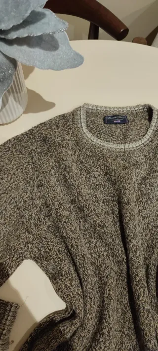 Jersey vintage marrón y gris de lana