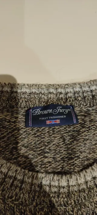 Jersey vintage marrón y gris de lana