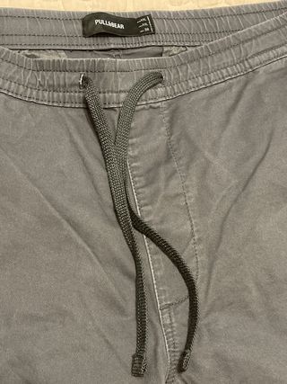 Pantalón PULL&BEAR gris goma cintura y tobillo