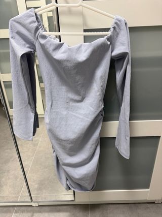 Vestido Zara azul fruncido manga larga