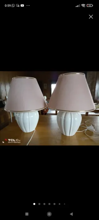 2 Lampade da Tavolo Bianche e Rosa