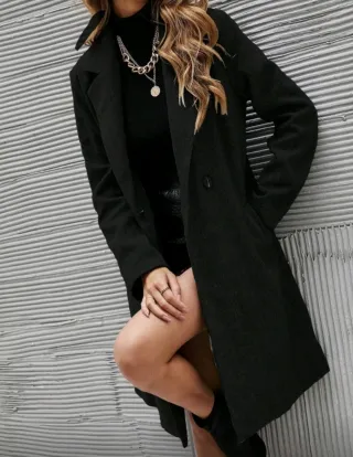 Abrigo largo negro mujer