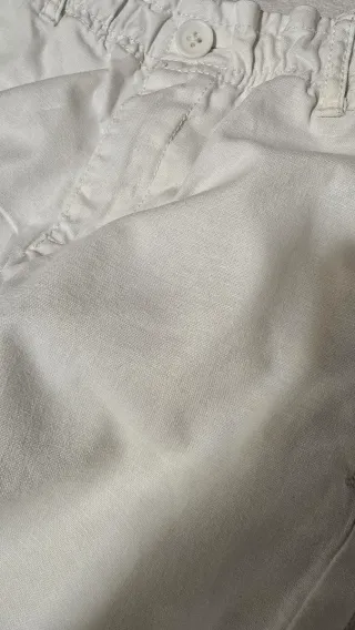 Pantaloni bianchi bambino in misto lino