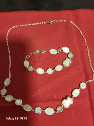Conjunto Tous Collar y Pulsera Plata Perla