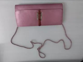Bolso de fiesta rosa con pedrería