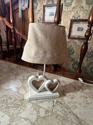 Coppia lampade shabby chic cuori porta foto