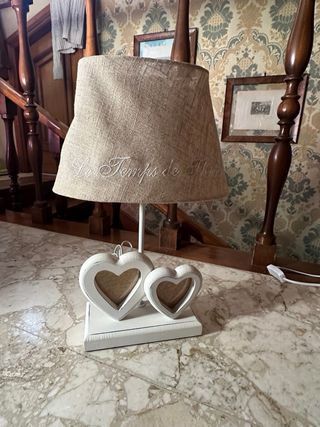 Coppia lampade shabby chic cuori porta foto
