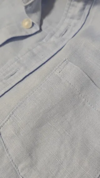 Camicia bambino celeste misto lino 5/6 anni (116 c