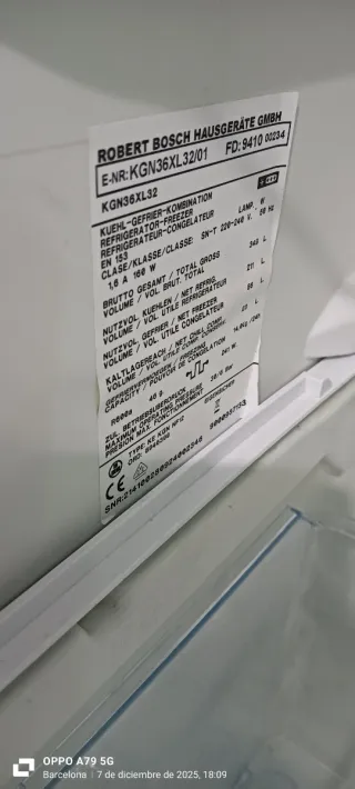 NEVERA COMBI BOSCH NO FROST ENERGÍA A+