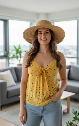 Blusa tirantes amarilla lunares