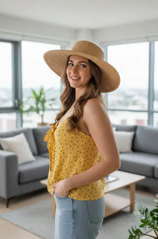 Blusa tirantes amarilla lunares