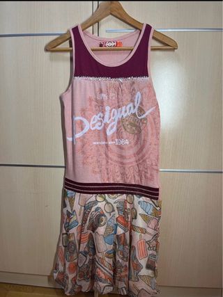 Vestido Desigual rosa con purpurina
