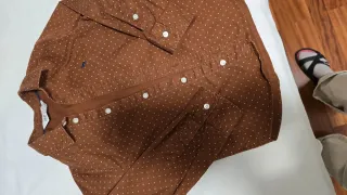 Camicia bambino a pois marrone 100%cotone