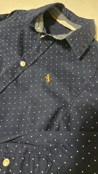 Camicia bambino blu pois 100% cotone