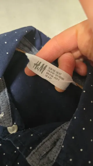 Camicia bambino blu pois 100% cotone